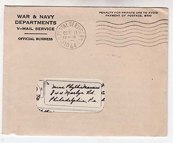 V Mail Cover 11 Oct 1944
