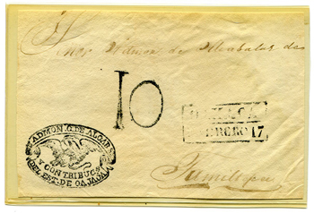 Mexico Stampless Cover with Stamp Collector Seal