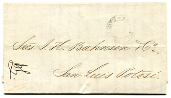 Mexico Stampless Cover: Sollo Negro, Zacatecas 1852