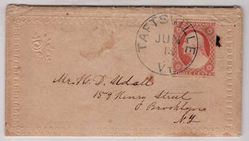 U.S. #10A on personal correspondence cover