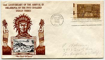 Arrival of the Civilized Indian Tribes in Oklahoma FDC