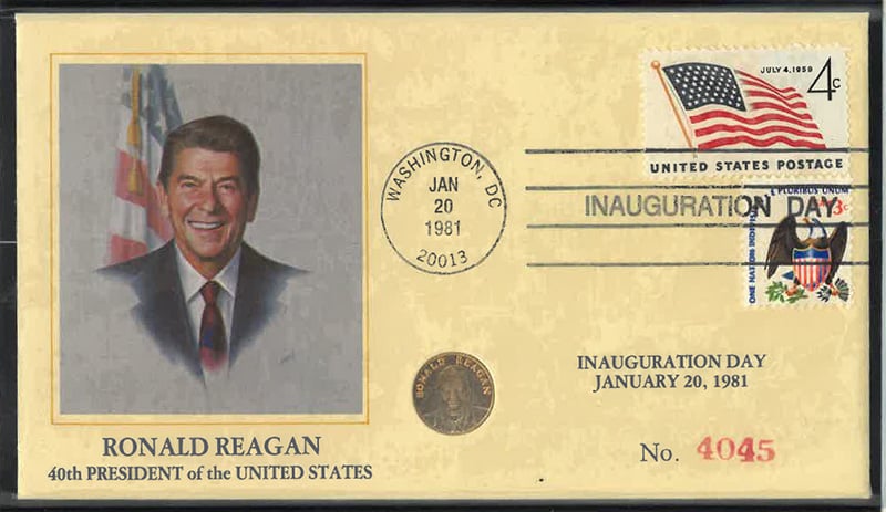 Reagan Inauguration Day Cover Gold Piece