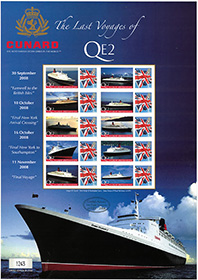 Great Britain #2317a Pane of 10 + 10 labels, The Last Voyages of QE2