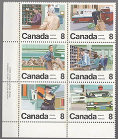 Canada #639a Letter Carriers Block of 6