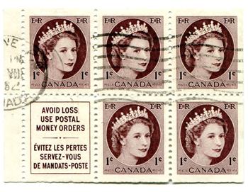 Canada #337a Booklet Pane - Used