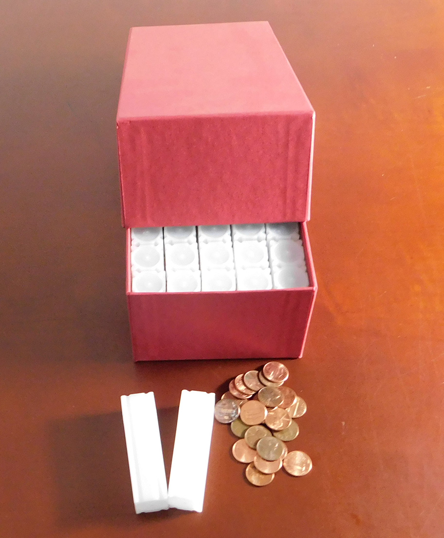 Cent Coin Tubes with  Storage Box - Red