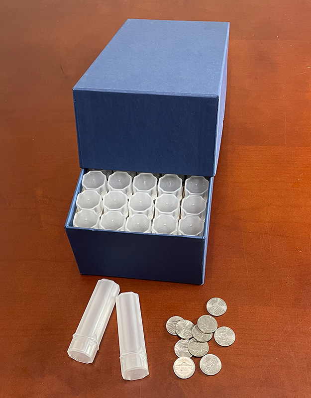Nickel Coin Tubes with  Storage Box - Blue