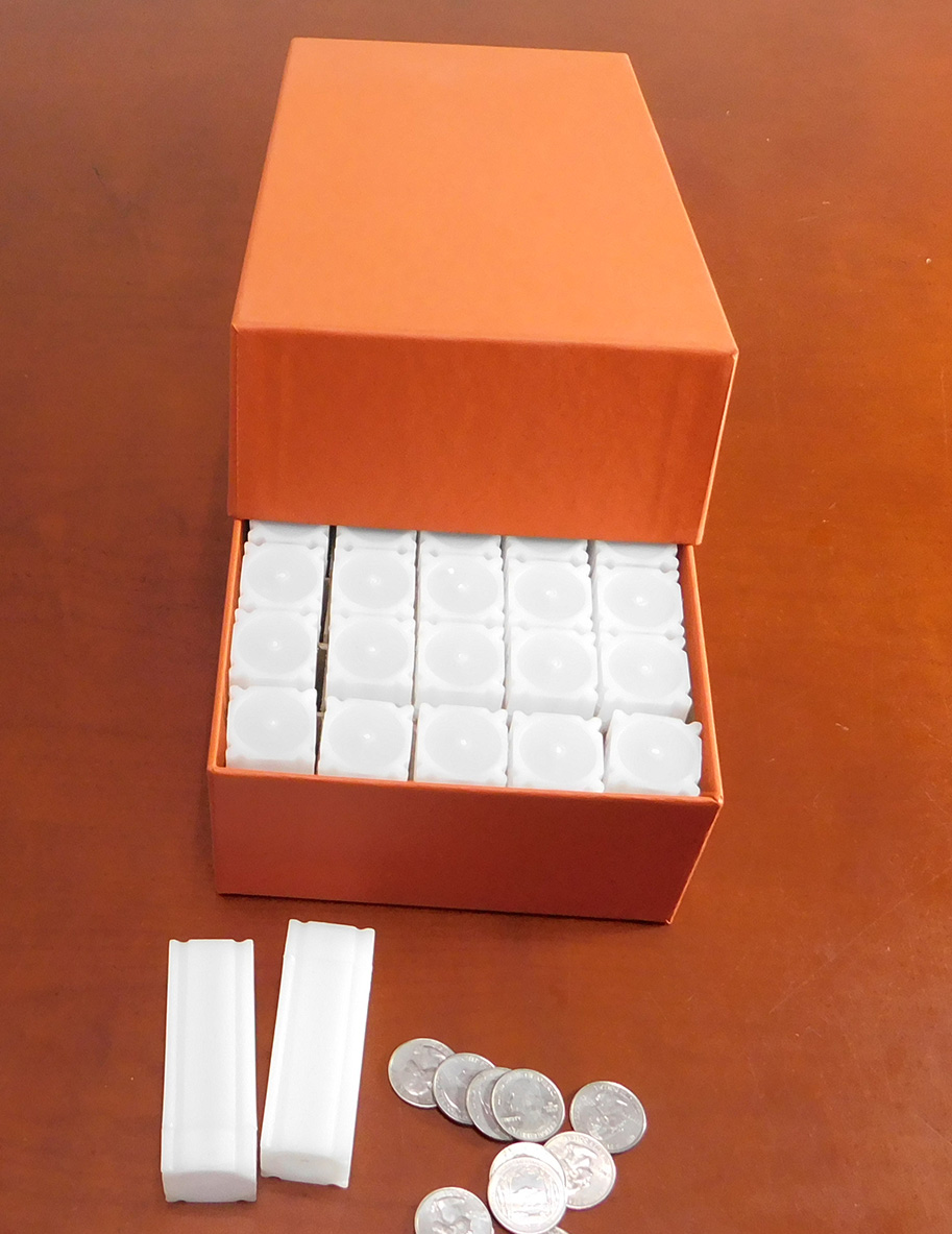 Quarters Coin Tubes with  Storage Box - Orange