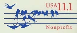 U.S. #U620 11.1¢ Nonprofit Birds on Wire Size 6