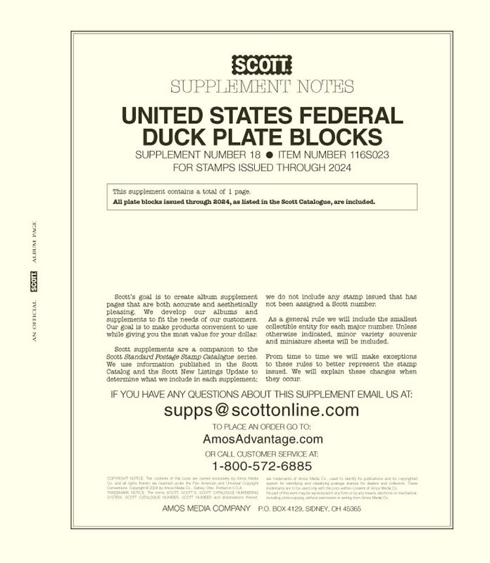 Scott Federal Duck Plate Block Supplement 2023