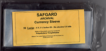 Safgard Currency Sleeve-Large - Package of 50