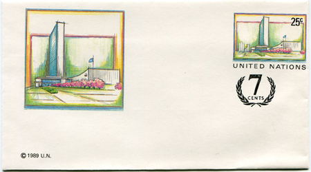 UN New York #U9A Mint Size 10 25c (7c)