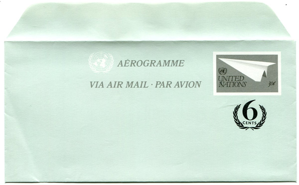 UN New York #UC15 Aerogramme 30c (6c)