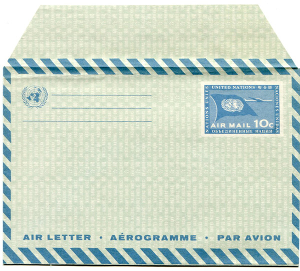 UN New York #UC4 Lettersheet Correo Aereo