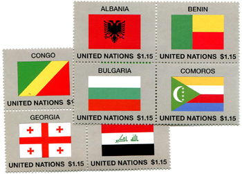 UN New York #1153a-57a Flag Series 2017 Center Blocks