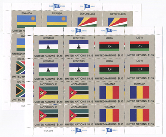UN New York #1179-86 U.N. Flags Issue of 2018-Panes (2)