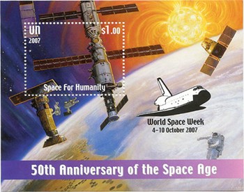 UN New York #947a Souvenir Sheet - World Space Week