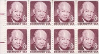 U.S. #1395a Eisenhower Booklet Pane of 8 - Claret