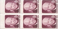 U.S. #1395b Eisenhower Booklet Pane of 6 - Claret