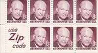 U.S. #1395d-5 Eisenhower Booklet Pane of 7 w/Slogan 5  (Zip Code)