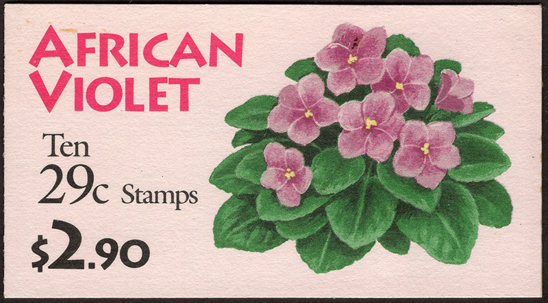 U.S.  #BK176 $2.90 African Violet, #2486a