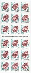 U.S. #2491a Pine Cone Booklet Pane of 18