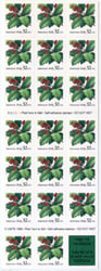 U.S. #3177a Christmas Holly Booklet of 20 +label