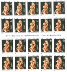 U.S. #3536a Christmas Madonna 2001 Booklet of 20