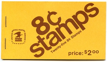 U.S.  #BK123 $2.00 8c Stamps, claret on yellow #1395d, #1395c
