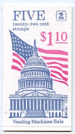 U.S.  #BK144 $1.10 Flag Over Capitol, #2116a Booklet of 5