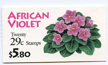U.S.  #BK177 $5.80 African Violet, #2486a