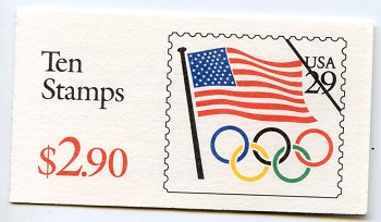 U.S.  #BK186A $2.90 Olympic Flag (red & multi), #2528a