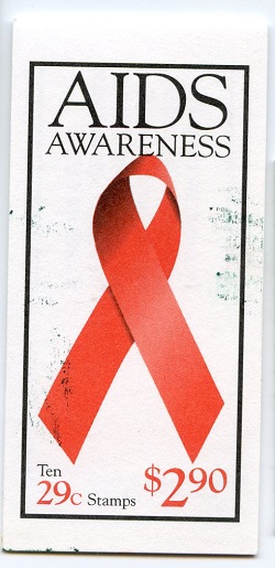 U.S.  #BK213 $2.90 Aids Awareness, #2806b