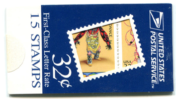 U.S.  #BK249 $4.80 Blue 32c Indian Dances, #3076a