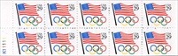 U.S. #2528a Flag & Olympic Rings Booklet Pane of 10