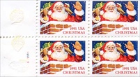 U.S. #2581b Santa in Chimney Booklet Pane of 4