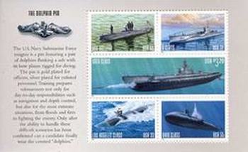 U.S. #3377a Submarines Selvage 1 The Dolphin Pin Booklet Pane - iHobb