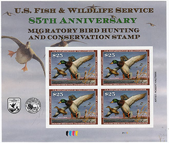 U.S. #RW85b Mallards 2018 Migratory Bird (Duck) Souvenir Sheet of 4