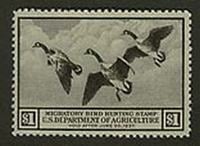 U.S. #RW3 Mint-Hinged Canadian Geese