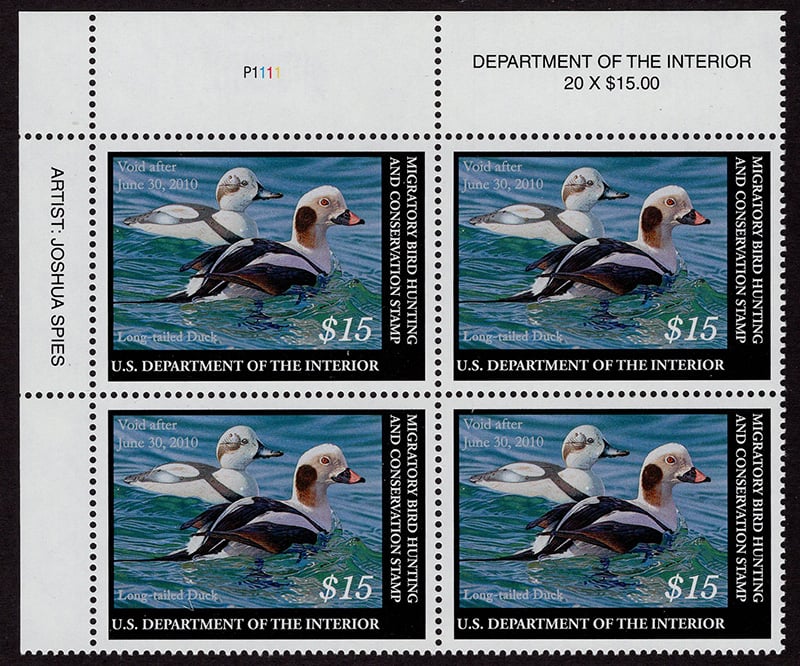 U.S. #RW76 Long-Tailed Duck, Plate Block of 4