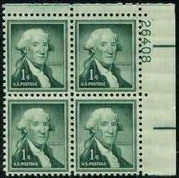 U.S. #1031 1c George Washington PNB of 4