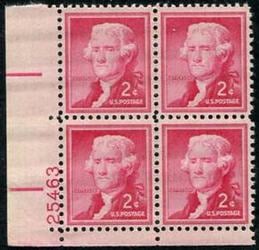 U.S. #1033 2c Thomas Jefferson PNB of 4