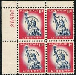 U.S. #1044A 11c Statue of Liberty PNB of 4