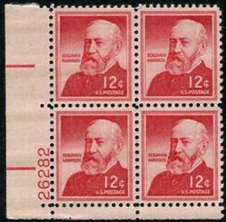 U.S. #1045 12c Benjamin Harrison PNB of 4