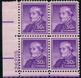 U.S. #1051 50c Susan B. Anthony PNB of 4