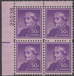 U.S. #1051a 50c Susan B. Anthony PNB of 4