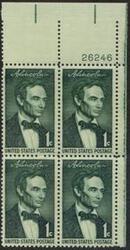 U.S. #1113 Lincoln Sesquicentennial 1c PNB of 4