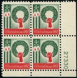 U.S. #1205 Christmas 1962 PNB of 4