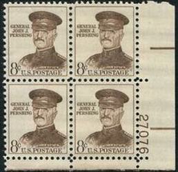 U.S. #1214 8c General Pershing PNB of 4