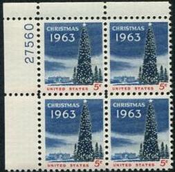 U.S. #1240 Christmas 1963 PNB of 4